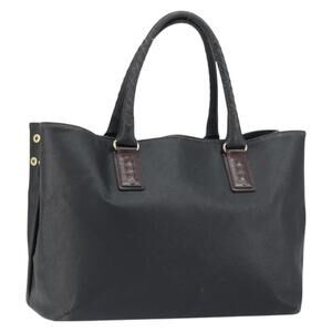 BOTTEGA VENETA Tote Bag Leather Black Gold Auth ep12337